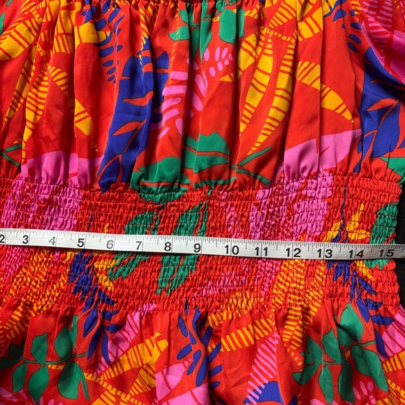 Skies Are Blue Off Shoulder Smocked Peplum Top Tropical Floral Print Large - Picture 6 of 9